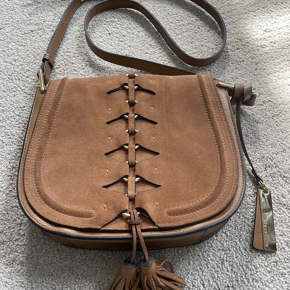 Vince Camuto chestnut suede bag. Excellent used condition!